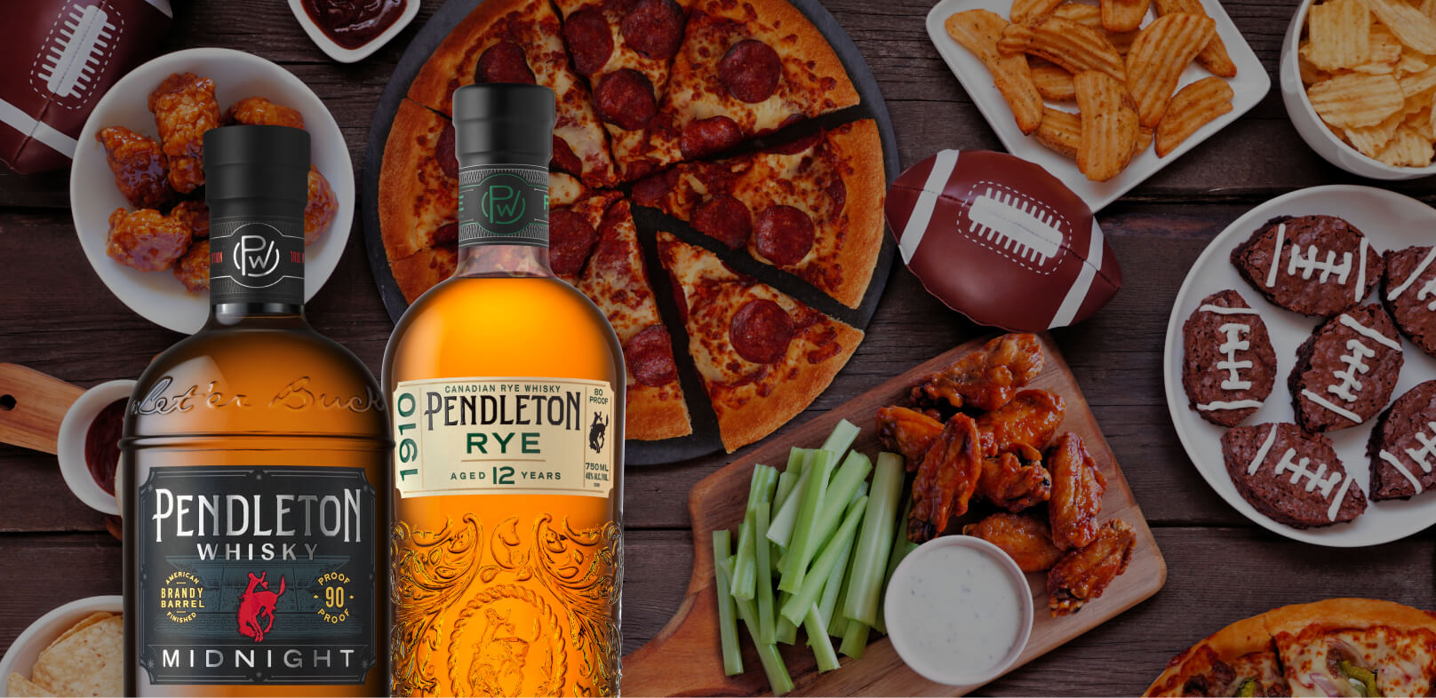 Game day snacks paired with Pendleton Whisky