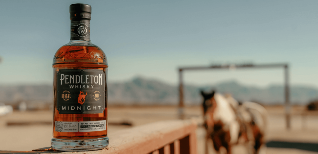 Pendleton Whisky Midnight on a ranch with a horse